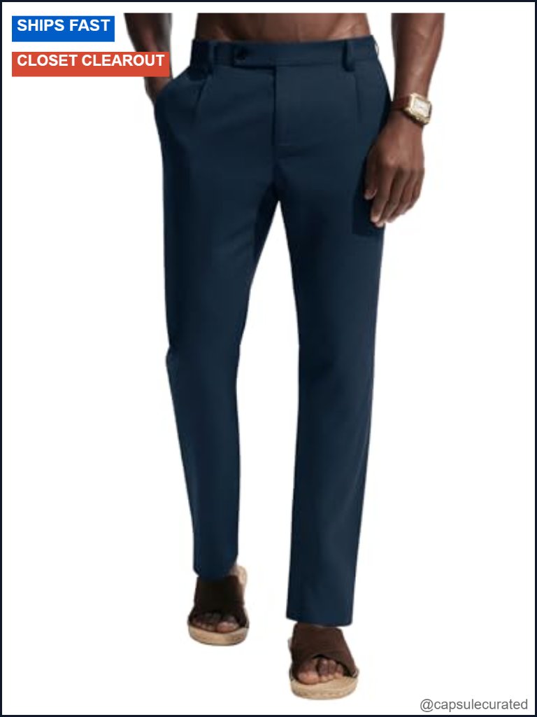 Men's Casual Linen Pants Elastic Waist Beach Trousers Lightweight Travel